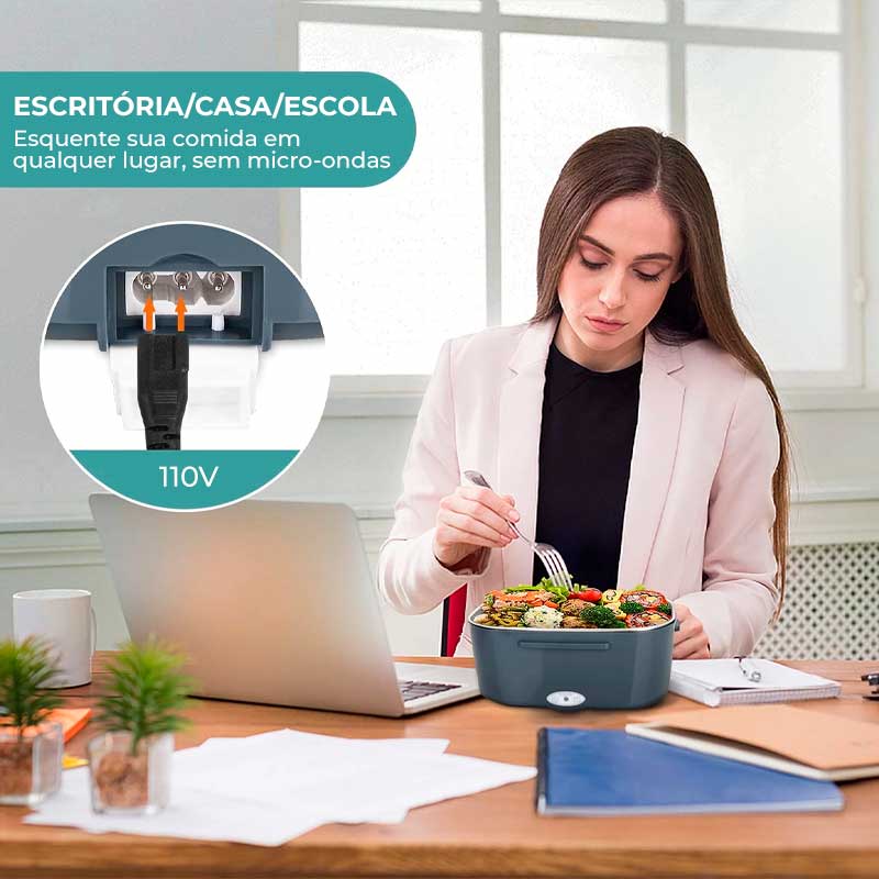 BentoPro© - Marmita Elétrica 2 em 1 Que Aquece Em Qualquer Tomada ou Carro